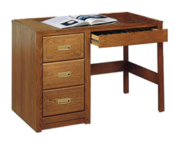 Woodcrest Open Leg Pedestal Desk w\/3 Equal Drawers & Pencil Drawer, 42"W